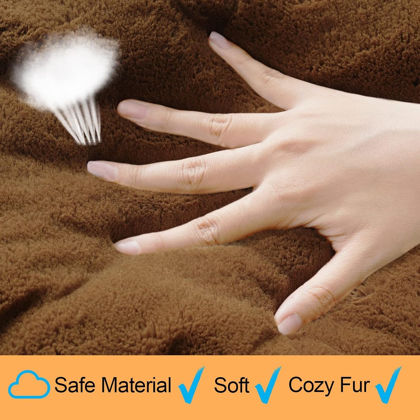 VERZEY Dog Bed, Ultra Soft Faux Fur Dog Crate Pad for Medium Dogs, 30inch, Brown, Machine Washable, Anti-Slip