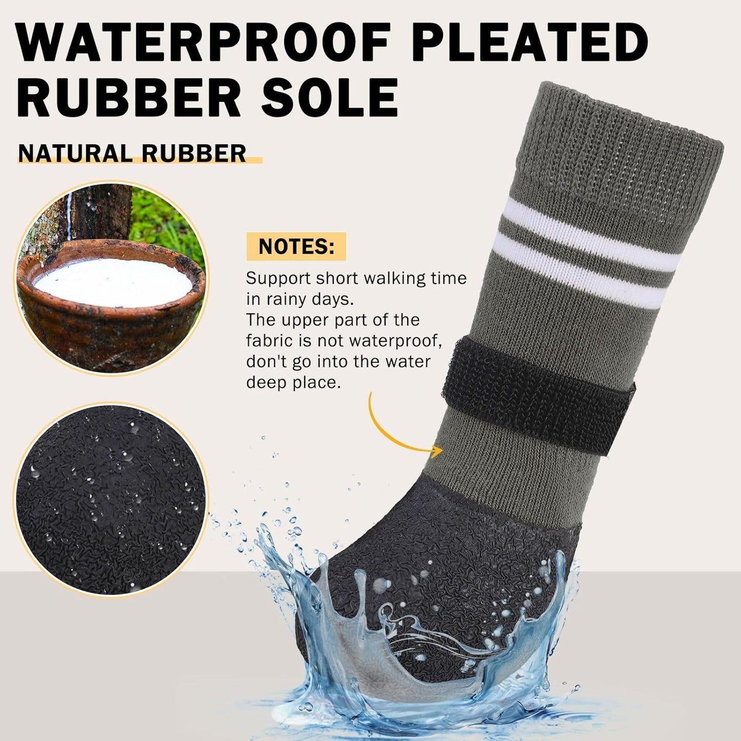 SCENEREAL Anti Slip Dog Boots & Paw Protectors for Hardwood Floor, Extended Dog Socks to Prevent Licking Paws, Waterproof Pet Snow Rain Shoe for Winter Medium Senior Dogs, Grey M