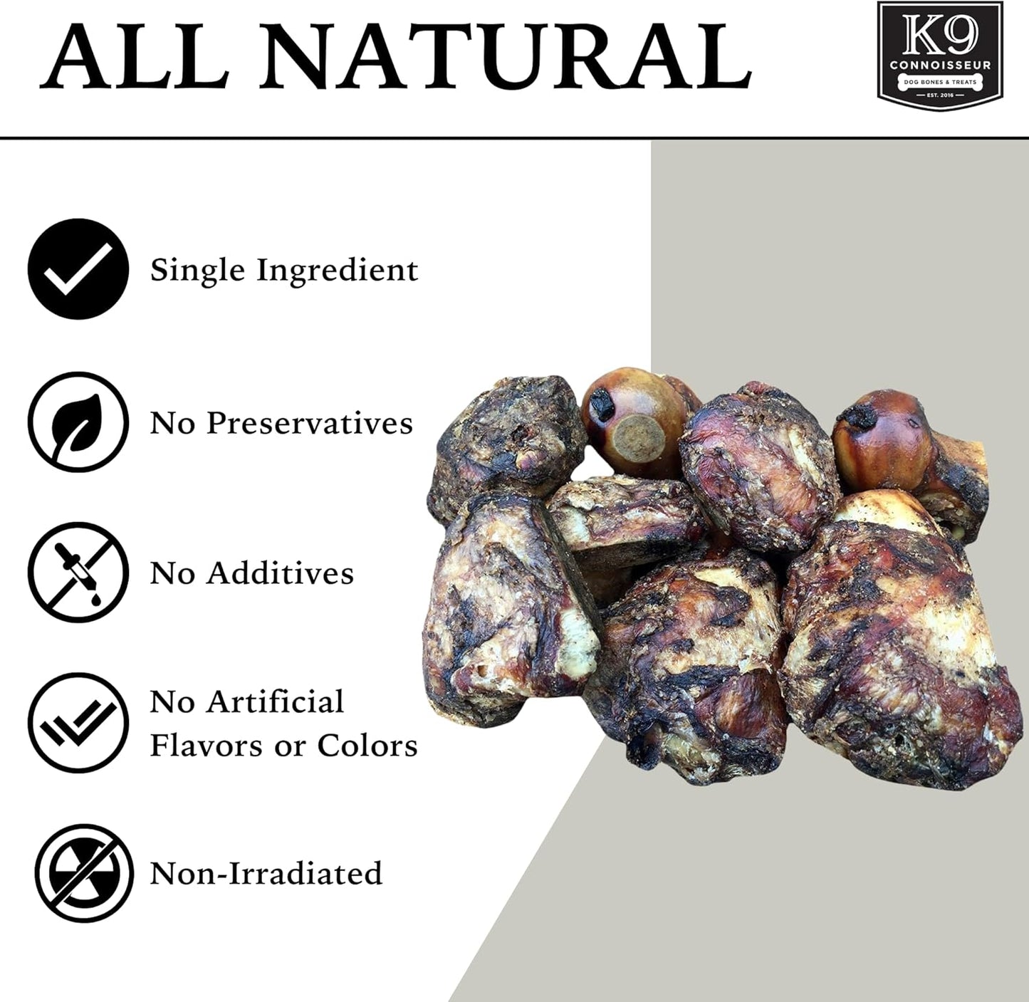 K9 Connoisseur Dog Bones Made in USA for Large Breed Aggressive Chewers All Natural Long Lasting Meaty Mammoth Marrow Filled Bone Chew Treat Best for Dogs Over 50 Pounds (4 Pack)