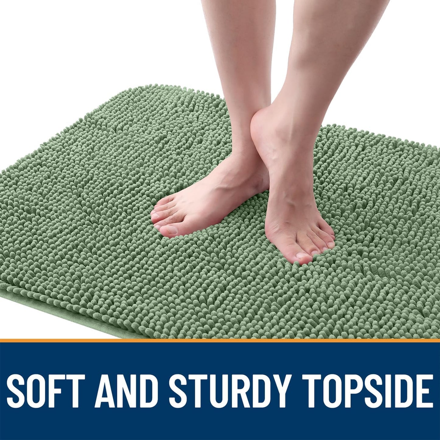 OLANLY Dog Door Mat for Muddy Paws 44x24, Absorbs Moisture and Dirt, Absorbent Non-Slip Washable Doormat, Quick Dry Chenille Mud Mat, Entry Indoor Entryway Carpet for Inside Floor, Olive Green