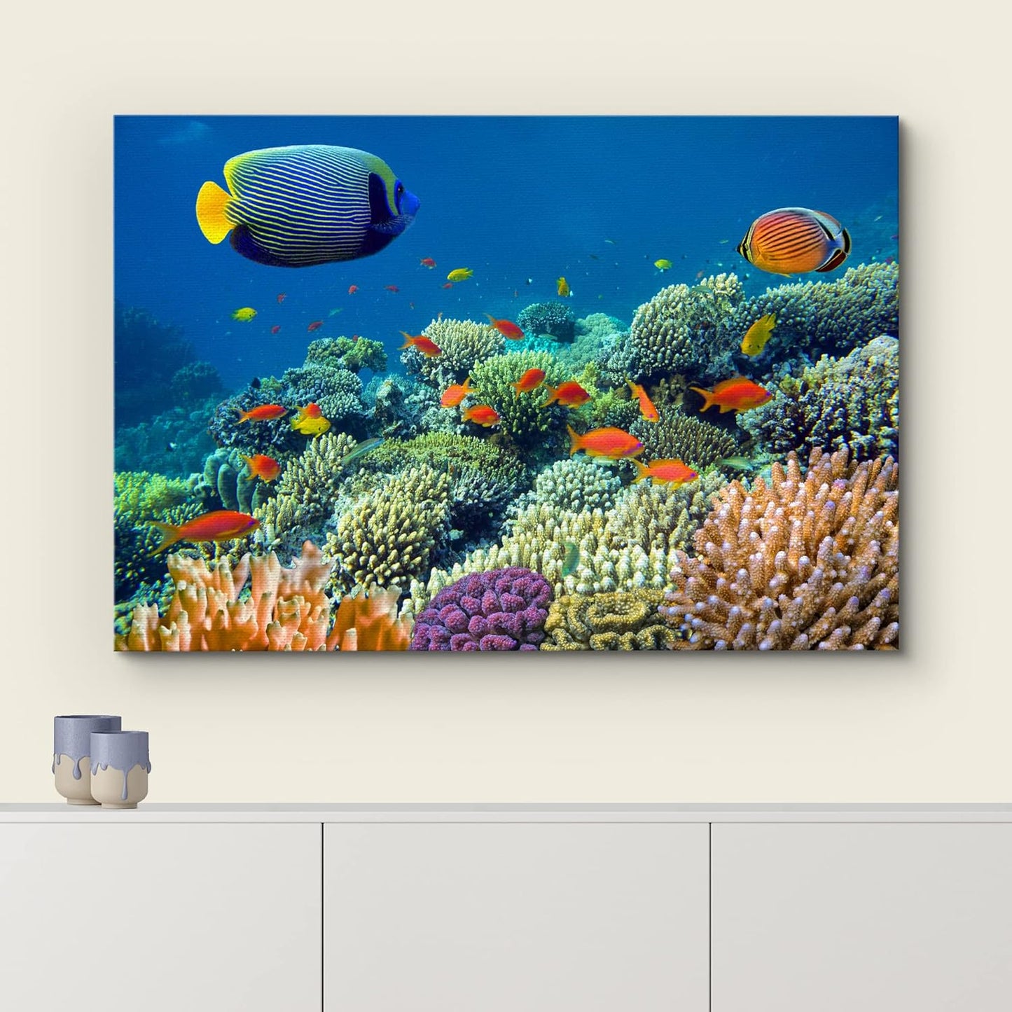 wall26 Canvas Print Wall Art Tropical Underwater Sea Coral Reef Fish Nature Animals Photography Realism Rustic Scenic Landscape Wilderness Earth Colorful for Living Room, Bedroom, Office - 32"x48"