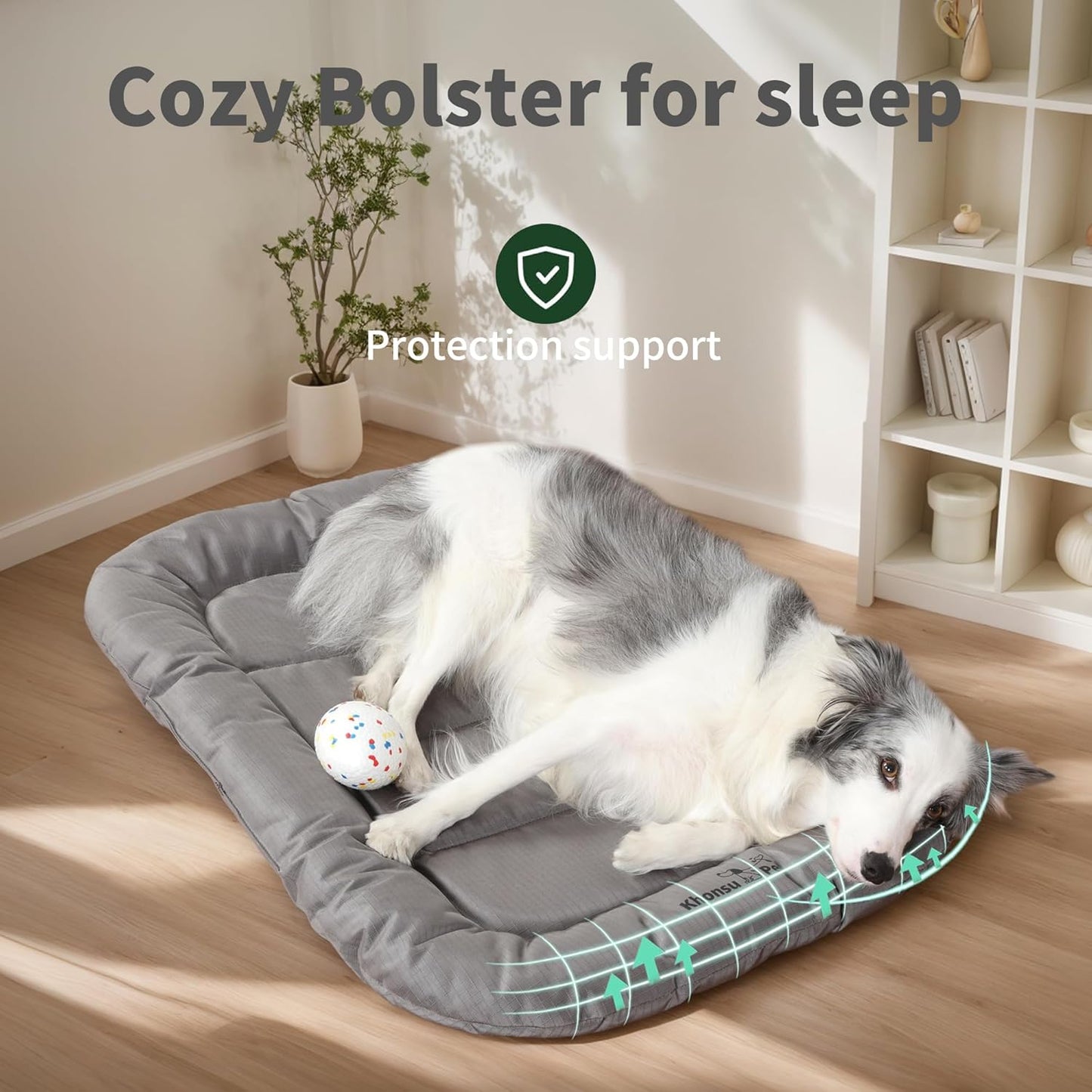 KHONSU PET Durable Dog Bed Tough and Tear Proof Dog Crate Bed, 800lbs Tear Strength PVC-Backed Waterproof Ped Bed Mat Indoor & Outdoor Use for Dogs up to 90 lbs