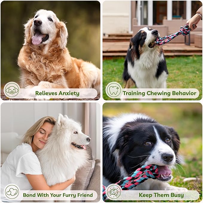 Dog Rope Toy for Large Dogs, Heavy Duty Chew Toys for Aggressive Chewers, Indestructible Durable Cotton Tug of War Rope Toys for Medium to Large Breed Teeth Cleaning