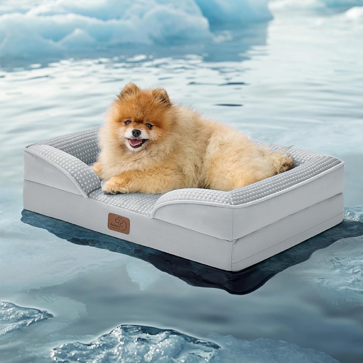 Bedsure Orthopedic Dog Beds for Small Dogs - Washable Small Dog Cat Bed Waterproof, Comfort Pet Couch Sofa with Washable Removable Cover, Pets Bed with Nonskid Bottom, Cooling Grey, 24"