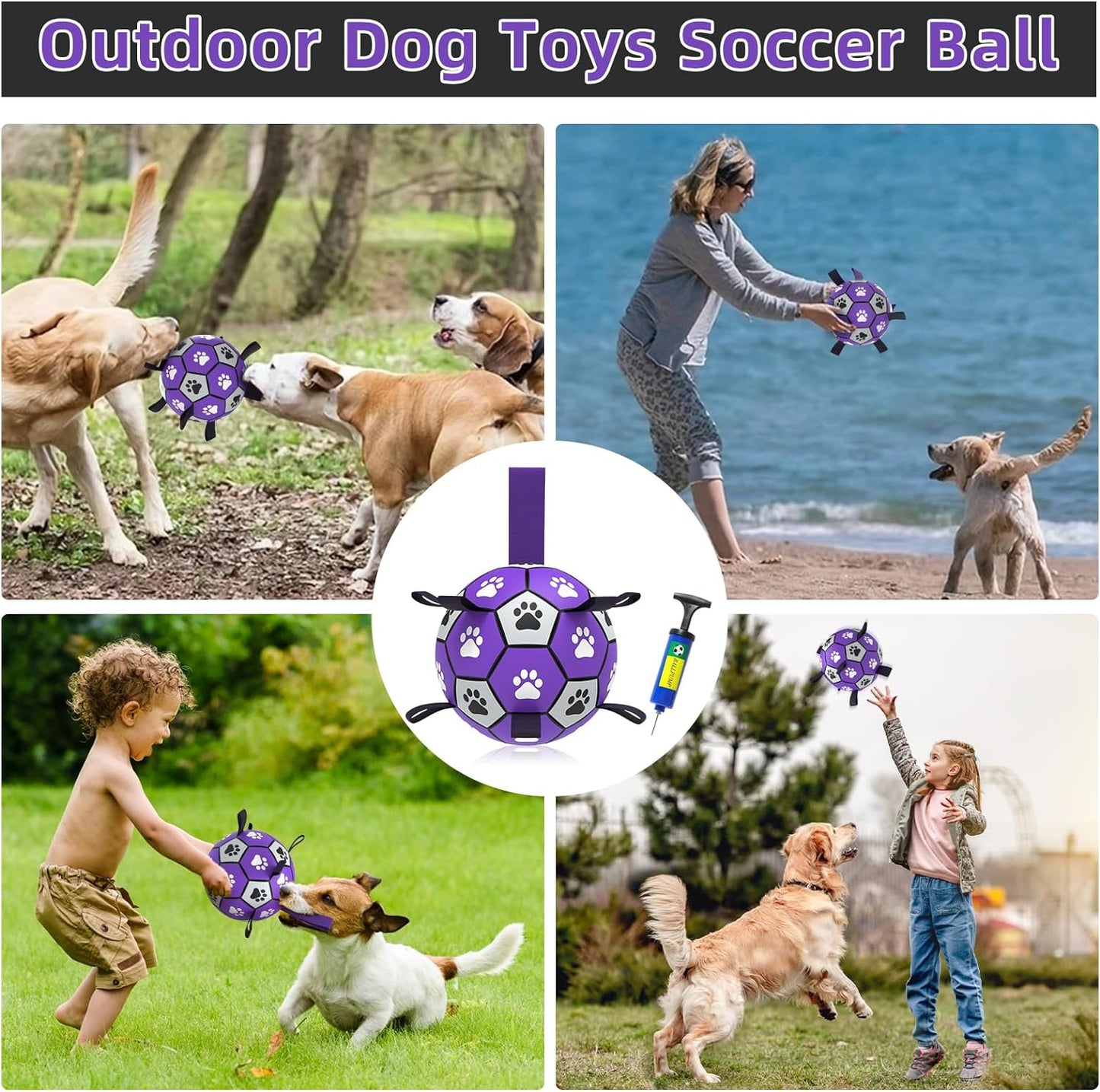QDAN Soccer Ball for Dogs - Durable Large Dog Balls, Outdoor & Water Toy, Herding Ball, Puppy Birthday Gift (8 Inch)