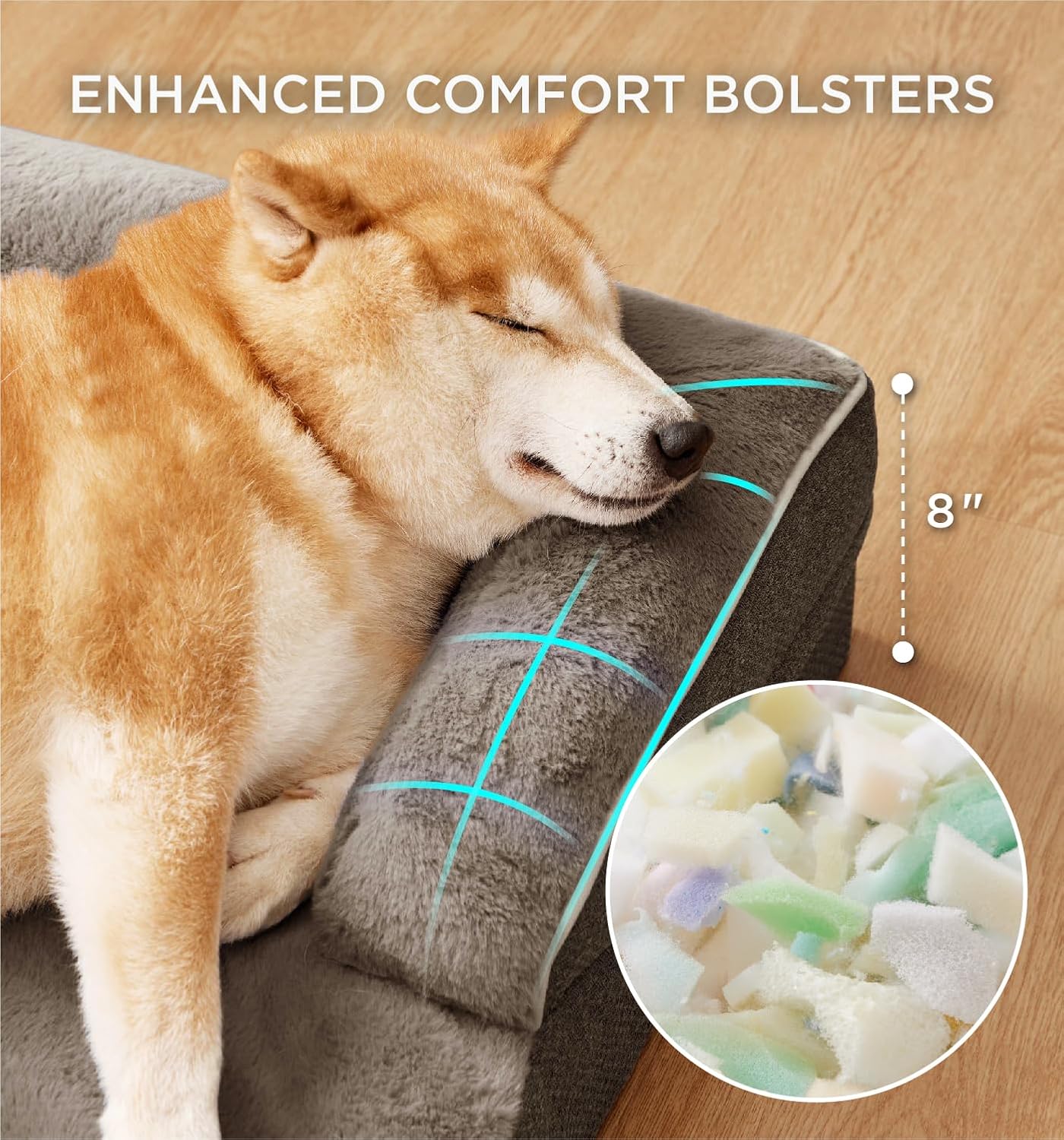 Made4Pets Orthopedic Dog Bed for Extra Large Dogs, Supportive Foam XL Pet Bed Sofa with Washable Removable Cover, Waterproof Large Dog Couch Bed, Non-Slip Bottom and Egg-Crate Foam, Grey