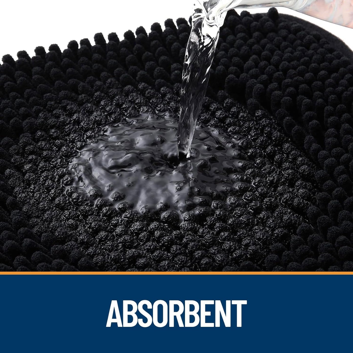 OLANLY Door Mat for Muddy Dog Paws 70x24, Ultra Absorbent Chenille Mud Doormat with Paw Print Design, Non-Slip Washable Doormat for Indoor Entryway, Quick-Dry Pet Bed Mats for Dirty Dogs, Black