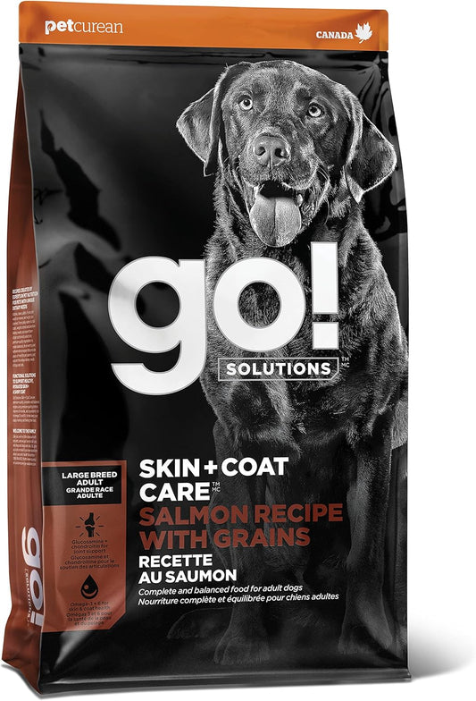 Go! Solutions Skin + Coat Care, Dry Dog Food, Large Breed Adult Salmon Recipe with Grains, 25 lb Bag