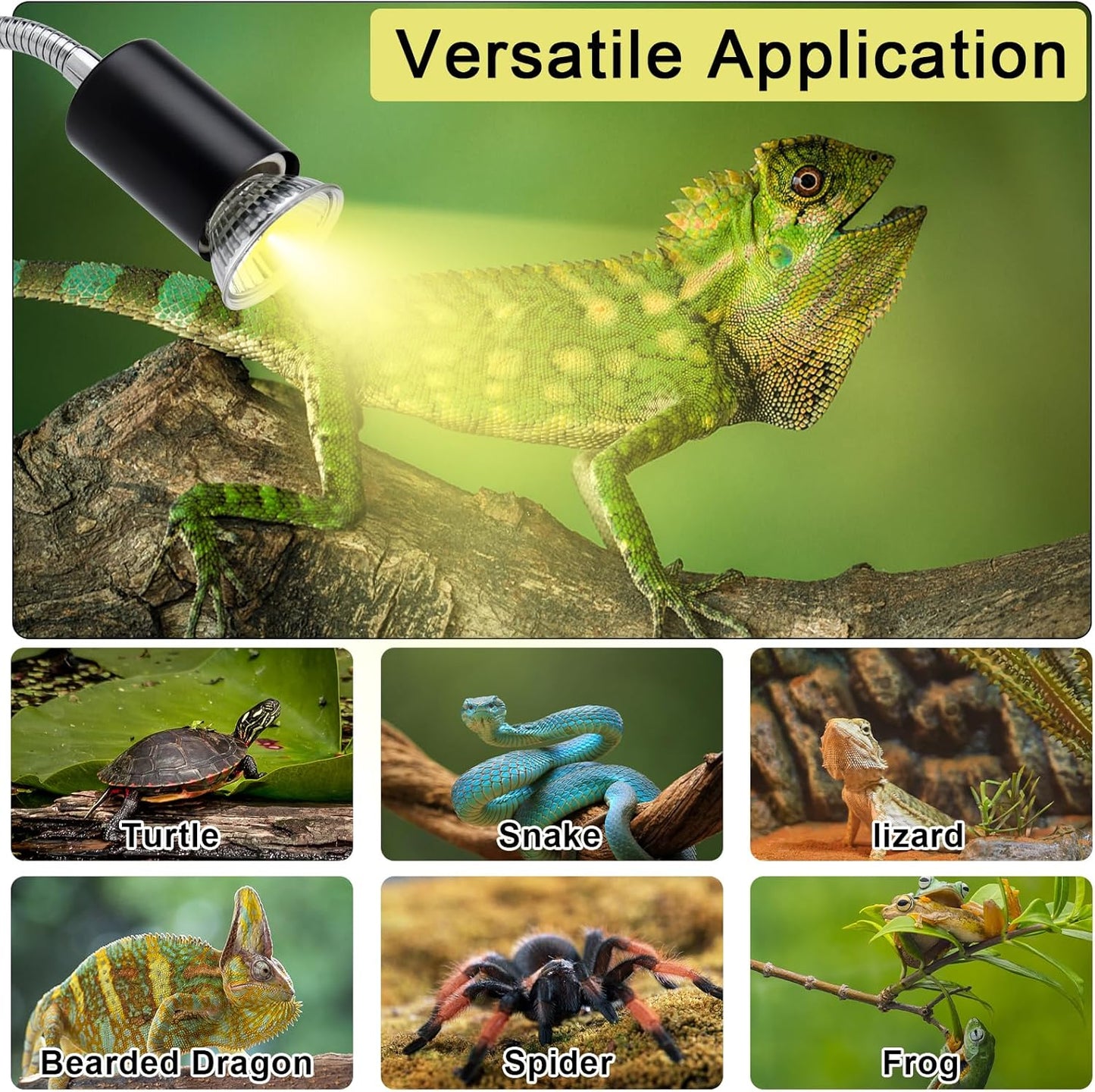 ReptileHeat Lamp The Adjustable Temperature and 360 ° Rotating Hose Crawlers Heating Lights, for Turtles, Lizards, Beard Dragons and Other Amphibious Pets