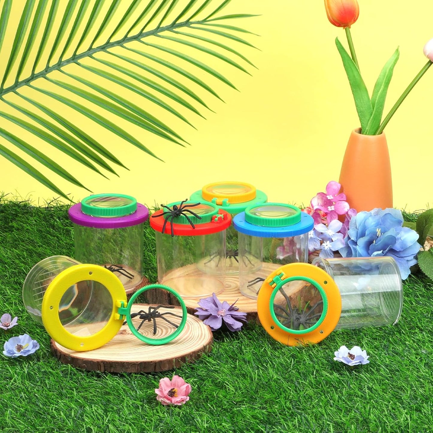 Coopay 12 Pieces Magnifying Insect Box Bug Viewer Critter Insect Cage Bug Magnifier Container Bug Catcher Cage Bug Jar Collecting Kit for Children, Kids Science Nature Exploration Tools