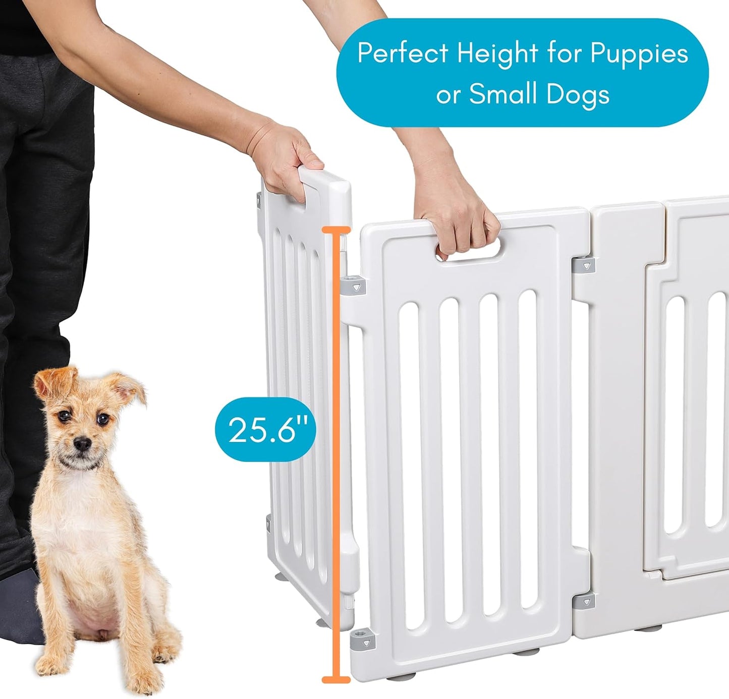 BIRDROCK HOME Pet Playpen with Door | 12 Panel | Strong Plastic | Puppy Safety Fence Pen Playpen | Non-Slip and Secure Dog Gate | White