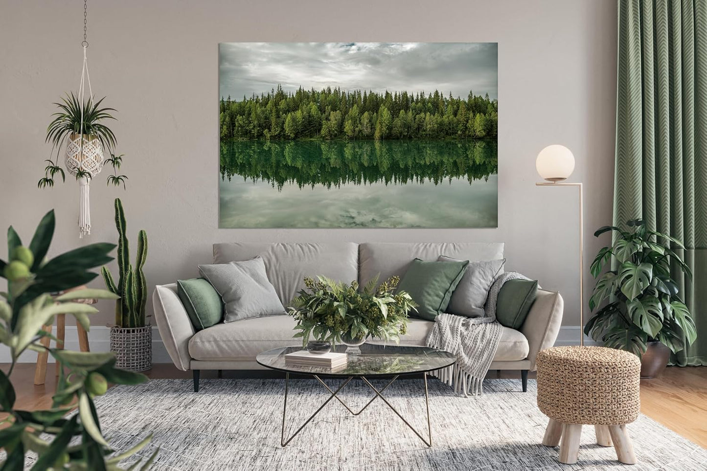 Nature Wall Art Prints - Ocean Forest Mountain Lake Canvas Landscapes - Small to Extra Large Living Room Bedroom Kitchen Bathroom Décor (Forest Reflection, 20L" x 30W")
