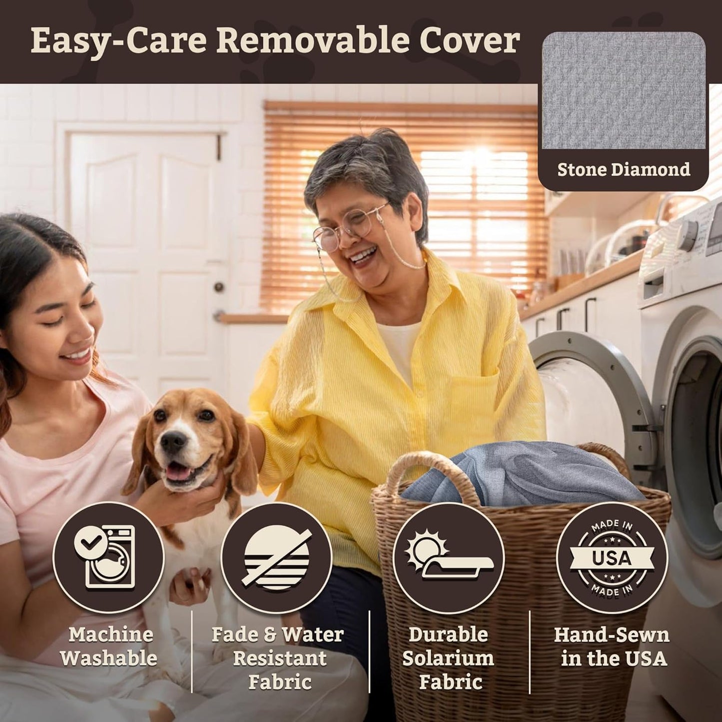 Snoozer Lookout I Dog Car Seat - Small Dog and Puppy Car Seat, Booster Bed for Small & Medium Size Pets up to 25 Lbs, Sherpa Lining, Elevated, Washable, Safe for Travel - Medium, Stone Diamond