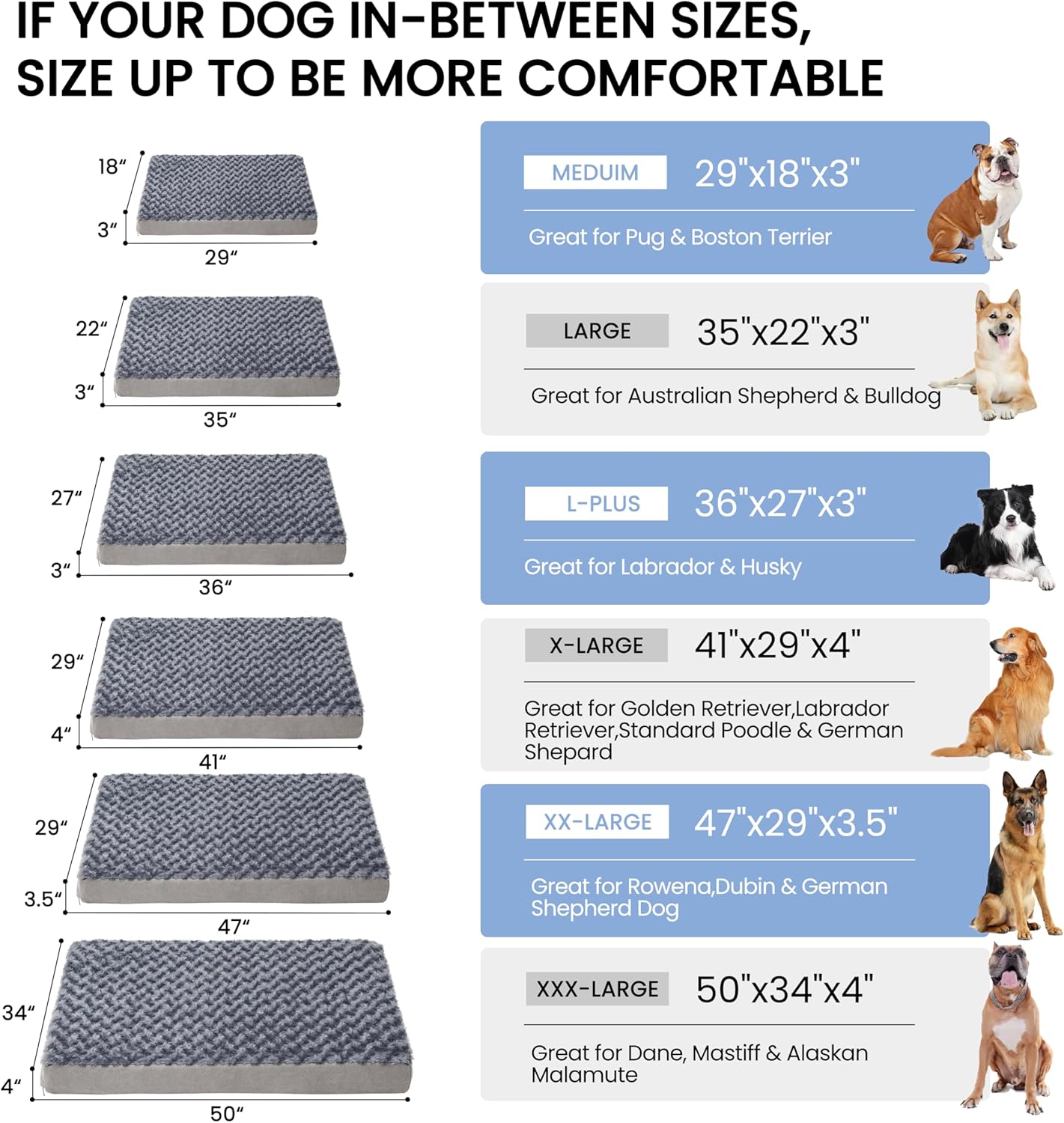 Orthopedic Memory Foam Bed for Large Dogs, Waterproof Cooling Pet Mats for Crate with Removable Washable Cover,Ideal for Arthritic Dogs (Large plus-36"x 27" x 3", Rose Plush)