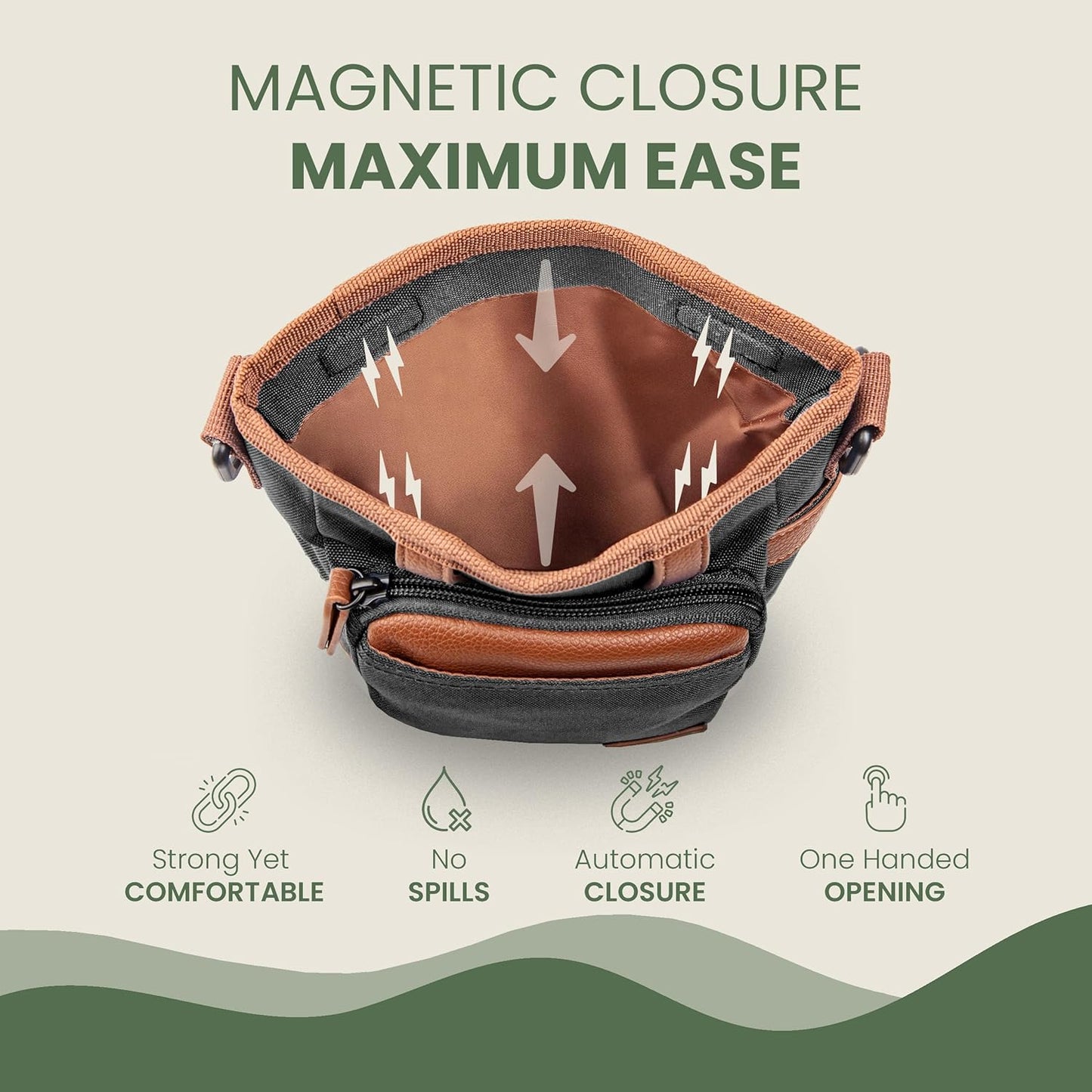 BEAU&FUR Dog Treat Pouch with Clicker for Training - Hands-Free Dog Treat Bag with Magnetic Closure, Built-in Poop Bag Holder Pocket