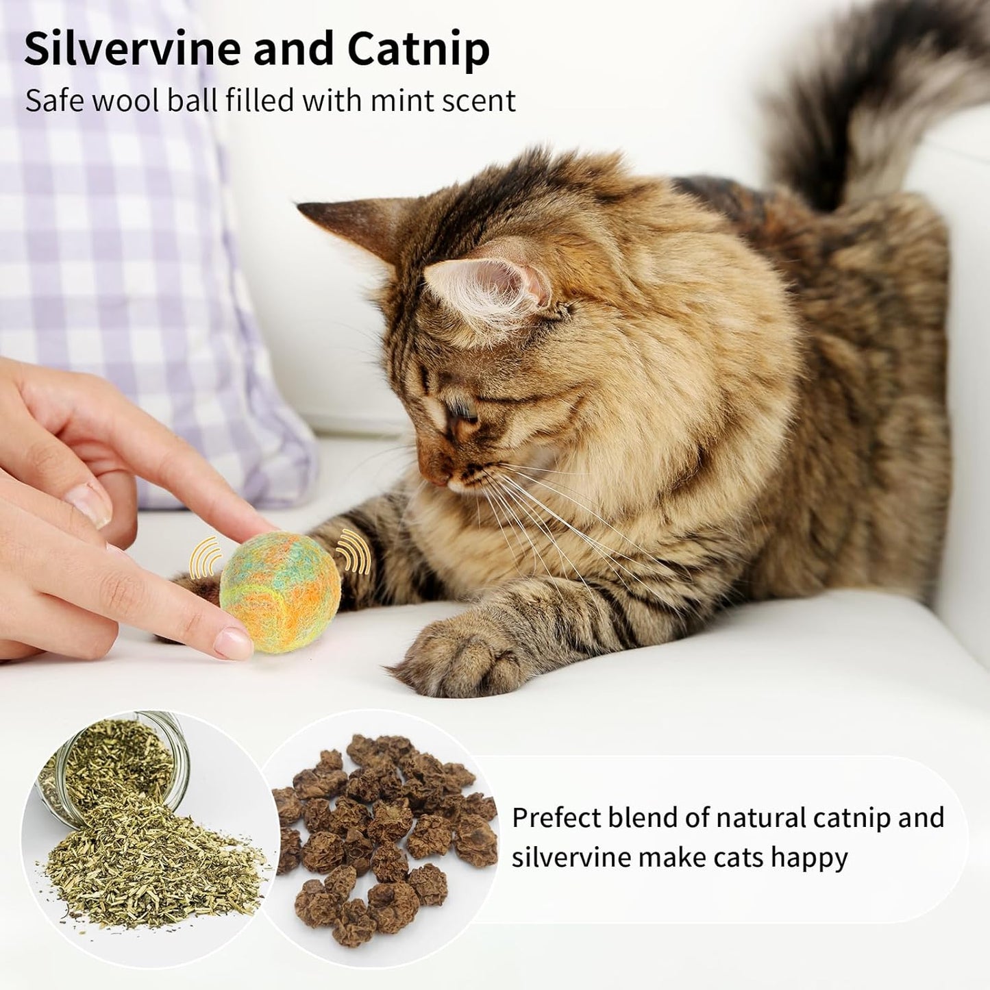 Retro Shaw Cat Toys Balls,Catnip Ball with Bell Inside,Wool Balls Toy with SilverVine Catnip Fill, Upgraded,Interactive Cat Nip Ball for Indoor Kitten Kitty 6 Pcs
