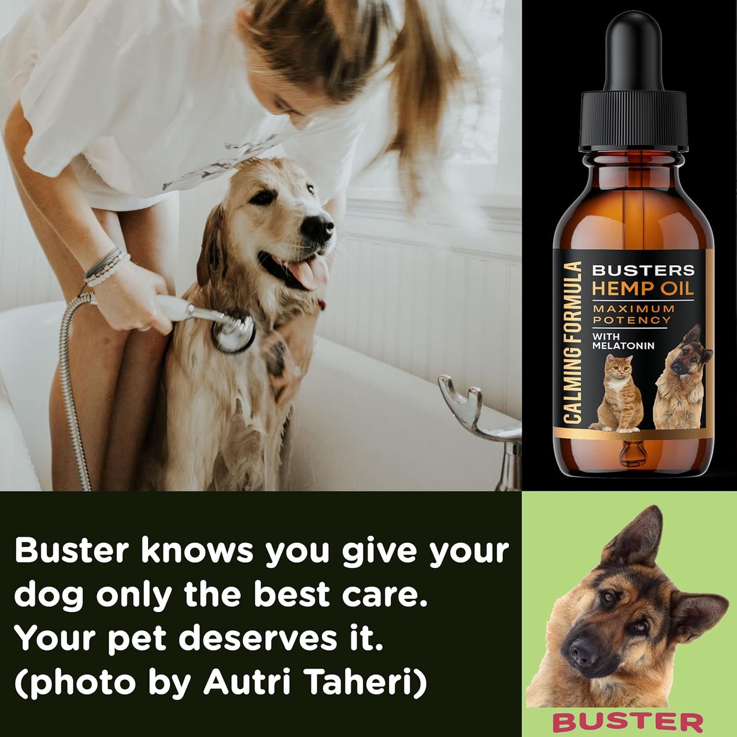 Busters 2Pack Calming Hemp Oil for Dogs, Cats, Infused with MELATONIN, Sleep Support, Soothing, Natural Relief, Ideal Omega Ratio, Adrenal Support (Calming Formula 2-Pack)