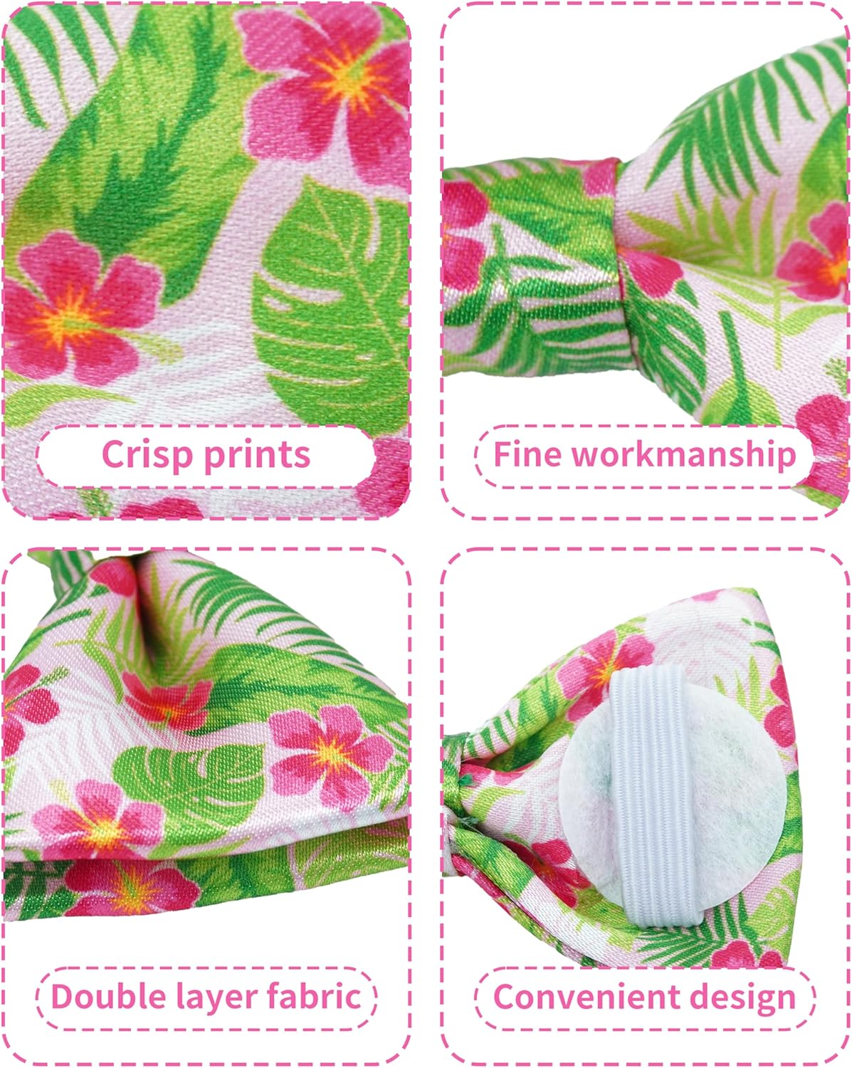 PET SHOW 10 Pack Summer Big Dog Bow Ties for Large Medium Dogs Sliding Collar Attachments Hawaiian Bowties Floral Fruit Bowknots Party Holiday Pet Grooming Accessories(Large)