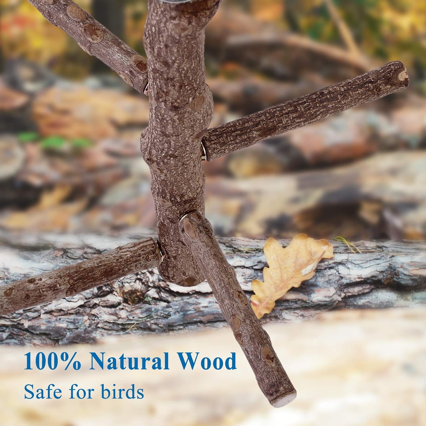 CozyCabin Bird Perch Stand Natural Wood Cage Perch Bird Cage Accessorie Toys Standing Rack for Cockatiels, Parakeets, Macaw, Small Birds Exercise Training