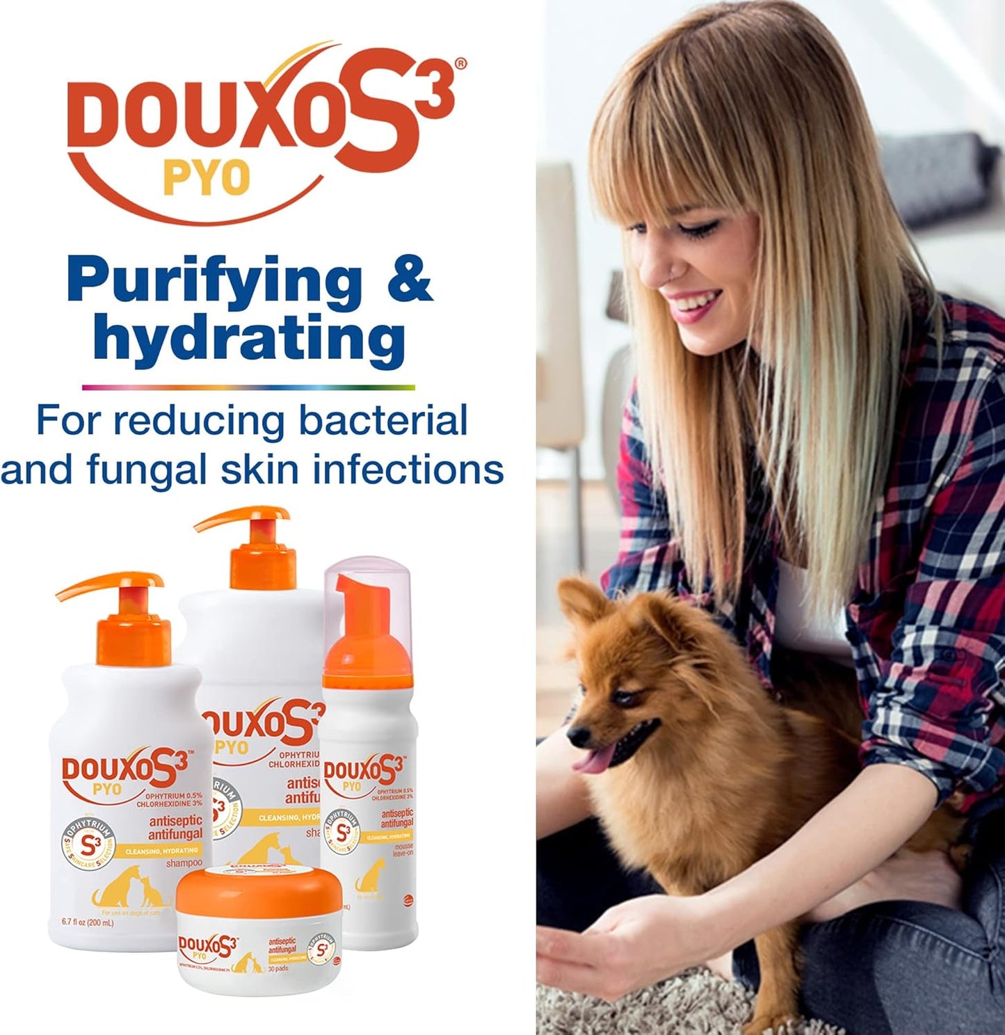 Douxo S3 Pyo Mousse, Contains 3% Chlorhexidine & 0.5% Ophytrium, Antiseptic & Hydrating, for Bacterial or Yeast Skin Infections, for Dogs, 5.1 fl. oz. (150mL)