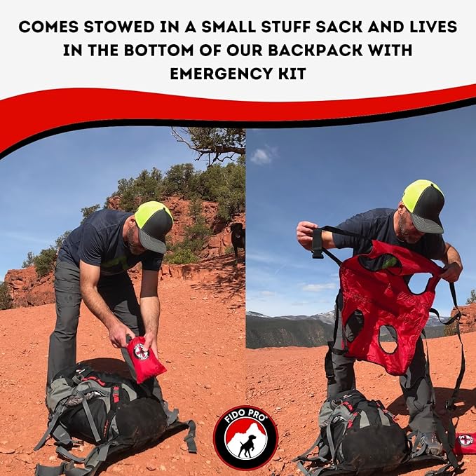 Fido Pro Airlift Emergency Dog Rescue Sling - Lightweight, Packable Dog Sling for Medium Dogs with 8-Point Support System for Safe Transport - Ideal for Hiking, Skiing - Fits Dogs 20-45 lbs