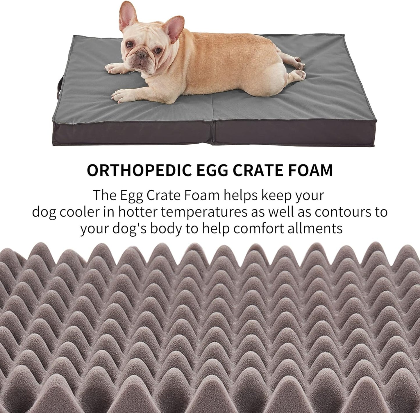 Outdoor Dog Bed for Large Dogs, Waterproof & Washable, Foldable & Orthopedic, 41" All Weather