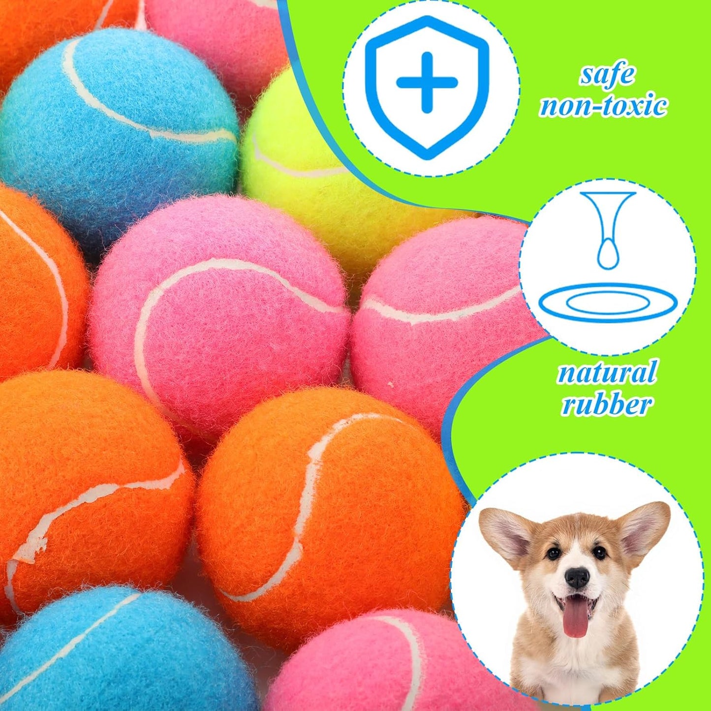 Skylety 40 Pcs 2.5 inch Squeaky Tennis Balls Bulk for Dogs Bouncy Floatable Tennis Balls Dog Playing Supplies Training Interactive Fetch Toys for Small Medium Puppy Exercise and Practice (Multicolor)