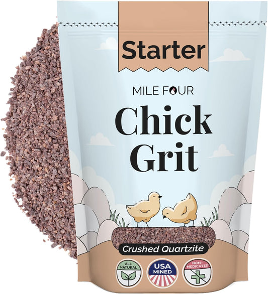 Chick Grit for Baby Chicks - Chickens Age 0-8 Weeks, 100% Natural Mineral Chick Grit Quartzite, Poultry Grit Digestive Aid, USA Mined, 4 lbs