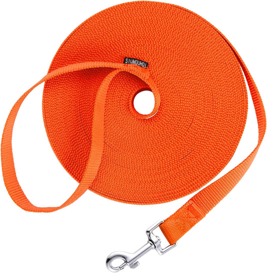 Siumouhoi Dog/Puppy Obedience Recall Training Agility Lead - 15ft 20ft 30ft 40ft 50ft Training Leash - Great for Play, Camping, or Backyard - Orange 30ft (30Feet, Orange)