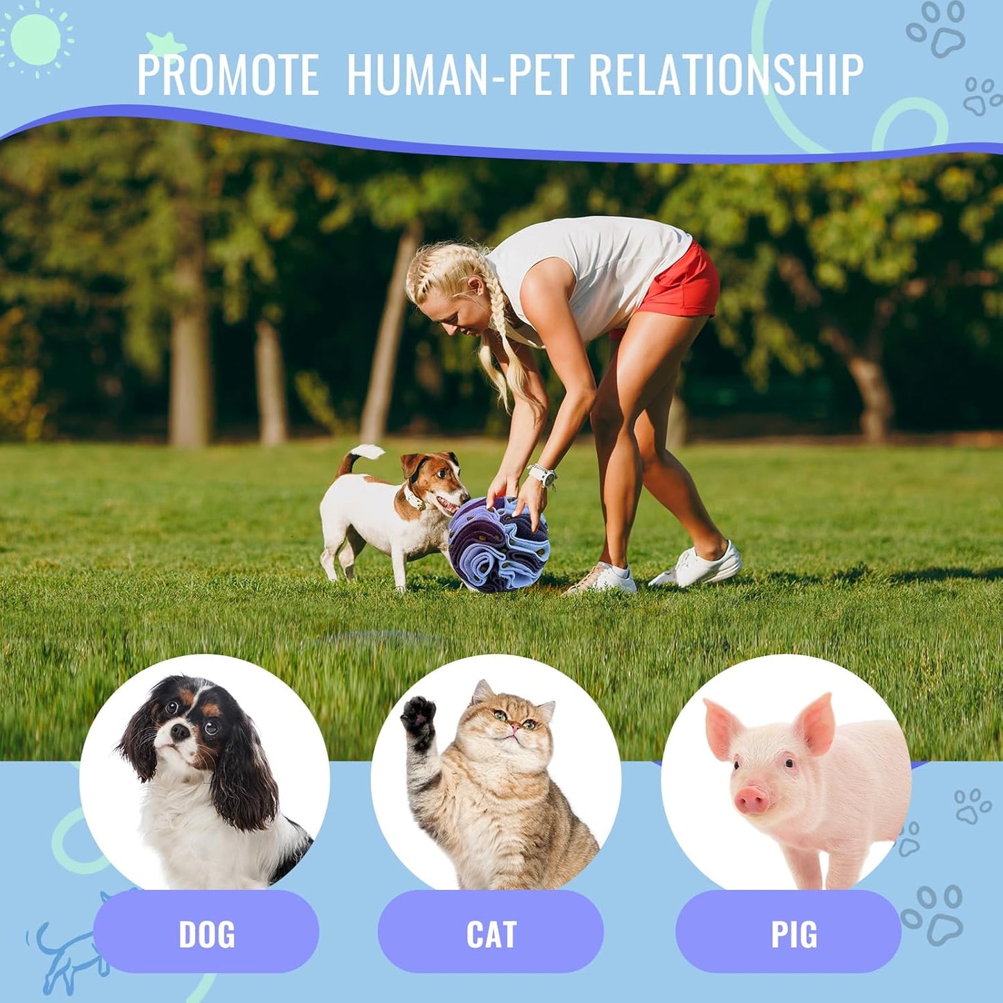 Pet Snuffle Ball, Puzzle Sniffing Interactive Dog Ball for Blind Dogs Training Stress Relief Dog Enrichment Toys Treat Machine Washable (15cm, Gradient Purple)