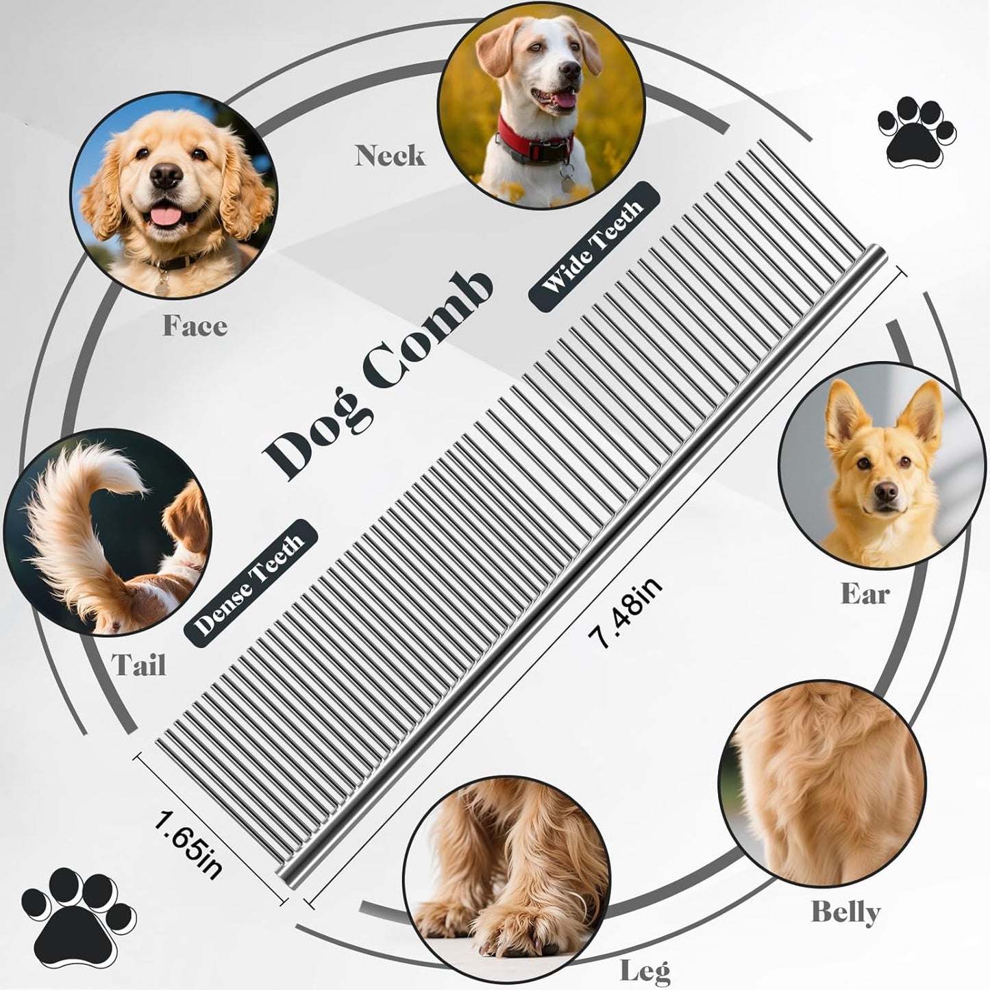 2PCS Slicker Brush for Dogs & Pet Comb,Professional Dog Grooming Brush (Goldendoodles,Poodles,Labradoodles) with Extra Long Pins to Effectively Remove Tangles, Knots and Mats (Pink)