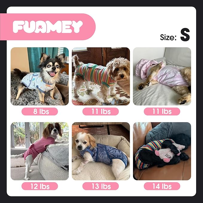 FUAMEY Recovery Suit for Dogs After Surgery,Soft Breathable Dog Bodysuit E-Collar & Cone Alternative Surgical Suit,Male Female Dog Neuter Spay Suits Anti Licking Wounds Onesie Dark Blue Stripes S