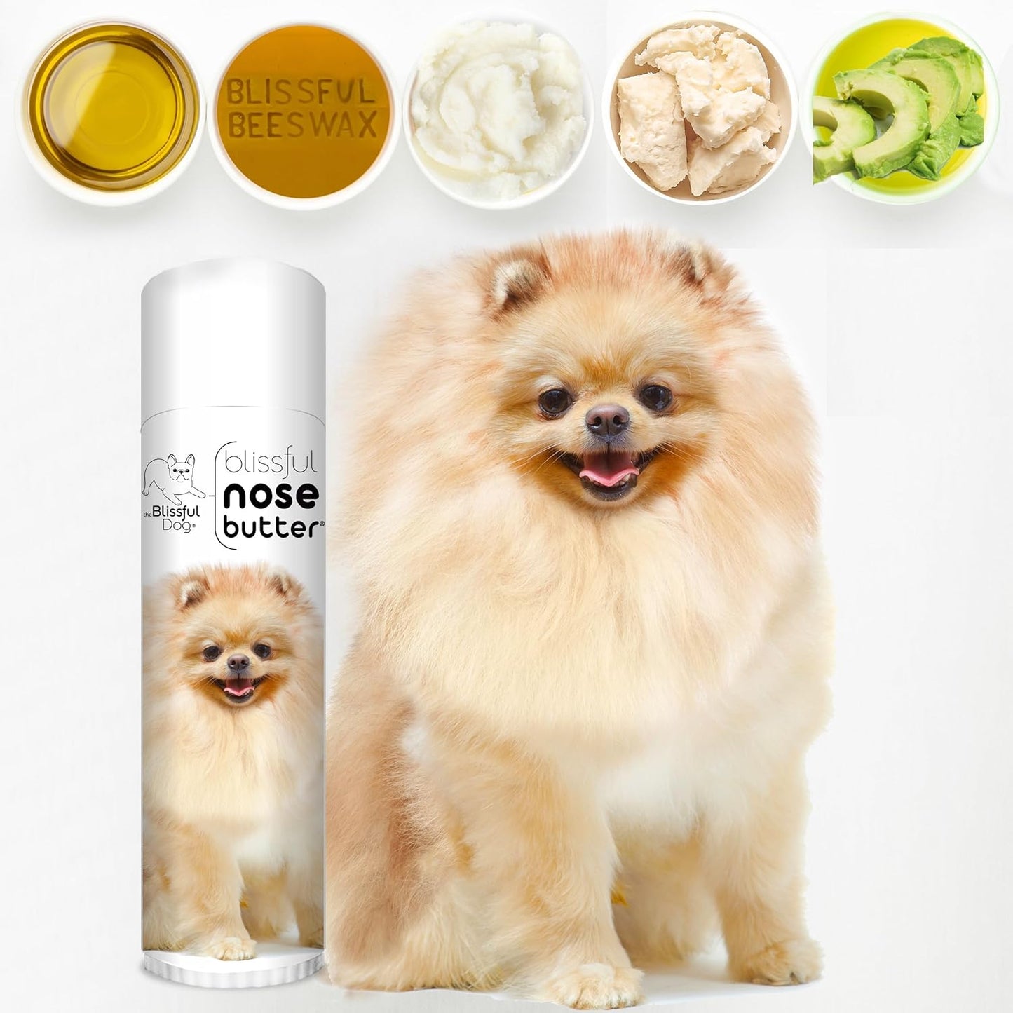 The Blissful Dog Pomeranian Nose Butter for Dry, Cracked Skin, Lick-Safe Dog Nose Balm with Moisturizing Shea Butter, Almond, Olive, and Essential Oils, Pet Supplies, Uncented, 0.50 oz.