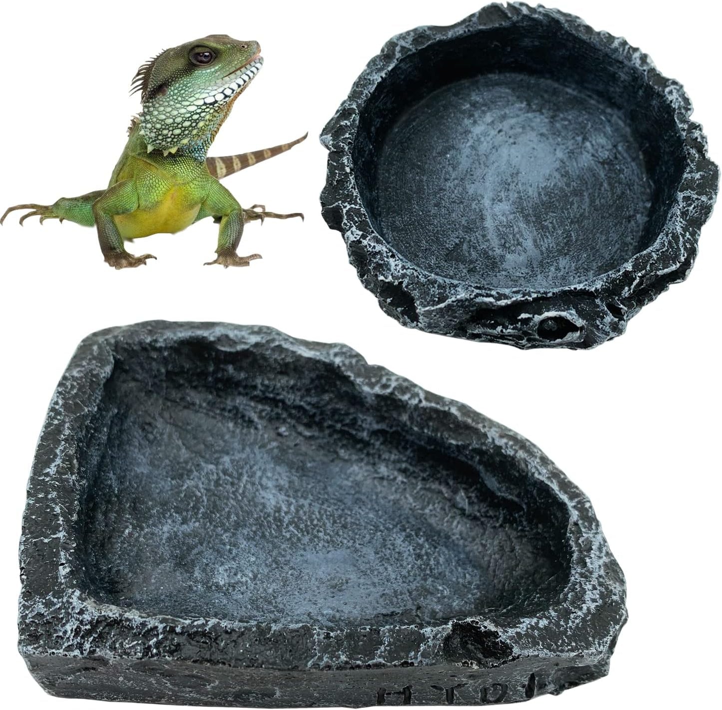 2 Pack Reptile Feeding Dish Corner Bowl, Reptile Water Dish Food Bowl Feeding Terrarium Bowls for Bearded Dragon Lizard Frog Gecko Tortoise Hermit Crab