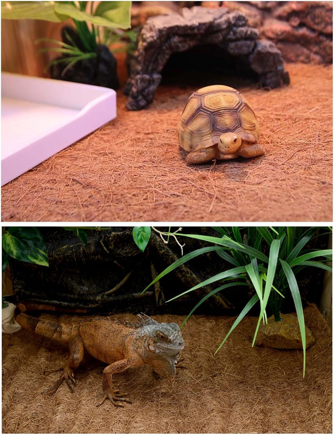 Hamiledyi Reptile Carpet Natural Coconut Fiber Tortoise Carpet Mats for Pet Terrarium Liner Reptile Supplies for Lizard Snake Chameleon Turtle Bedding Bunny Rabbit Mat (15 x Sheets)