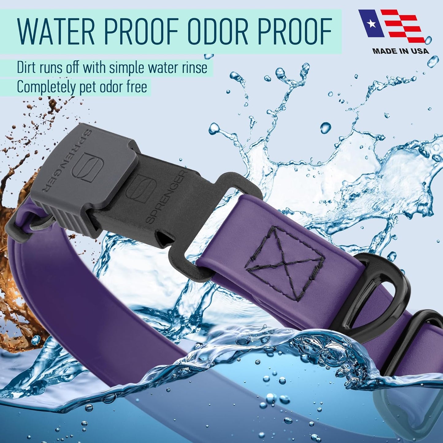 Dogline Biothane Waterproof Dog Collar with Herm Sprenger Black Stainless Steel Quick Release Buckle – Heavy Duty Tactical Durable Collar for Dogs – Comfortable and Safe Pet Collar, W 3/4" L 12-19"