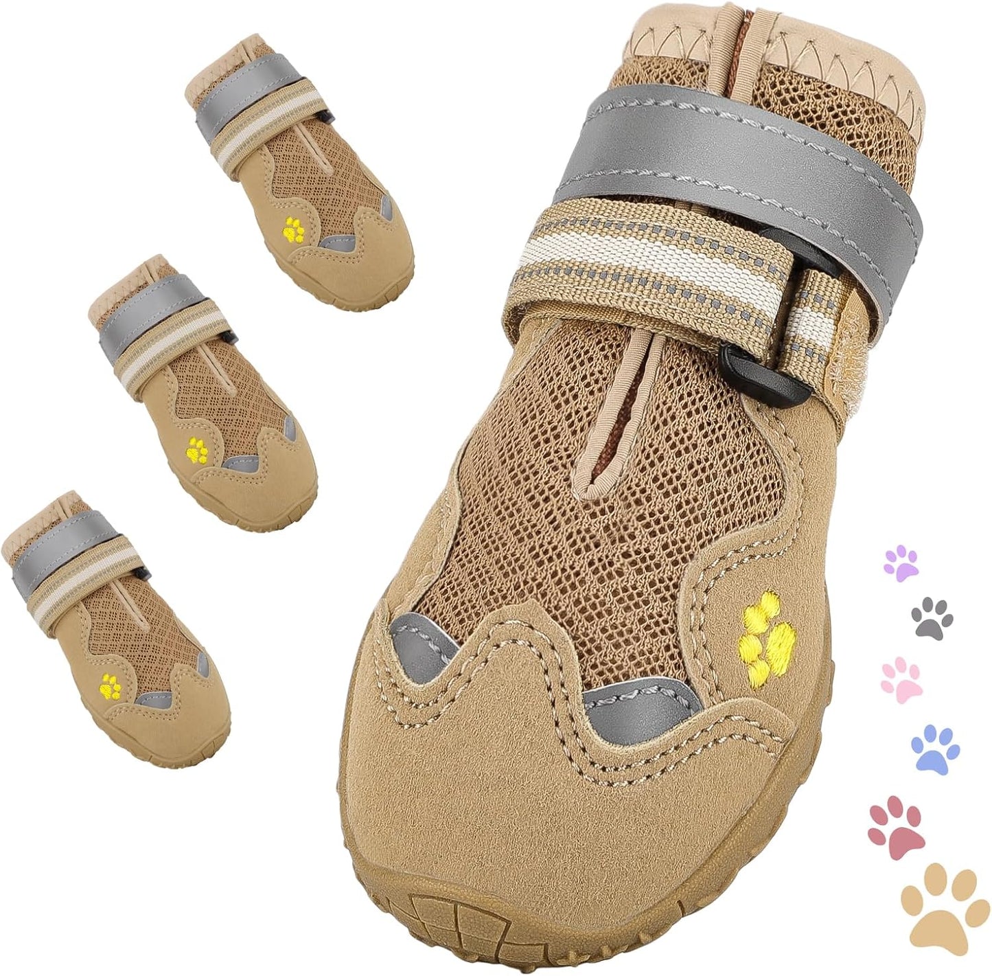 Dog Shoes for Large Medium Small Dog, Mesh Breathable Dog Shoes for Hot Pavement, Anti-Slip Dogs Boots Paw Protectors with Reflective for Outdoor Walking Indoor Hardfloors (Size 8)