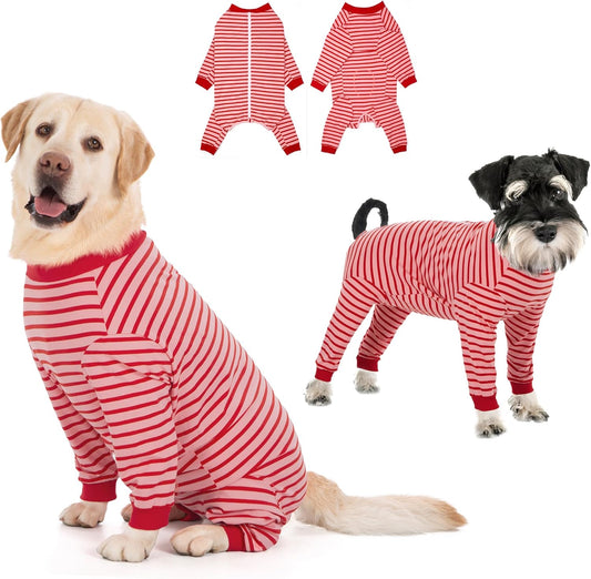 Yeapeeto Dog Onesie Surgery Recovery Suit for Large Medium Bodysuit Dogs Pajamas PJS Full Body for Shedding, Prevent Licking, Wound Protection, Cone Alternative… (Red Pink, X-Large)