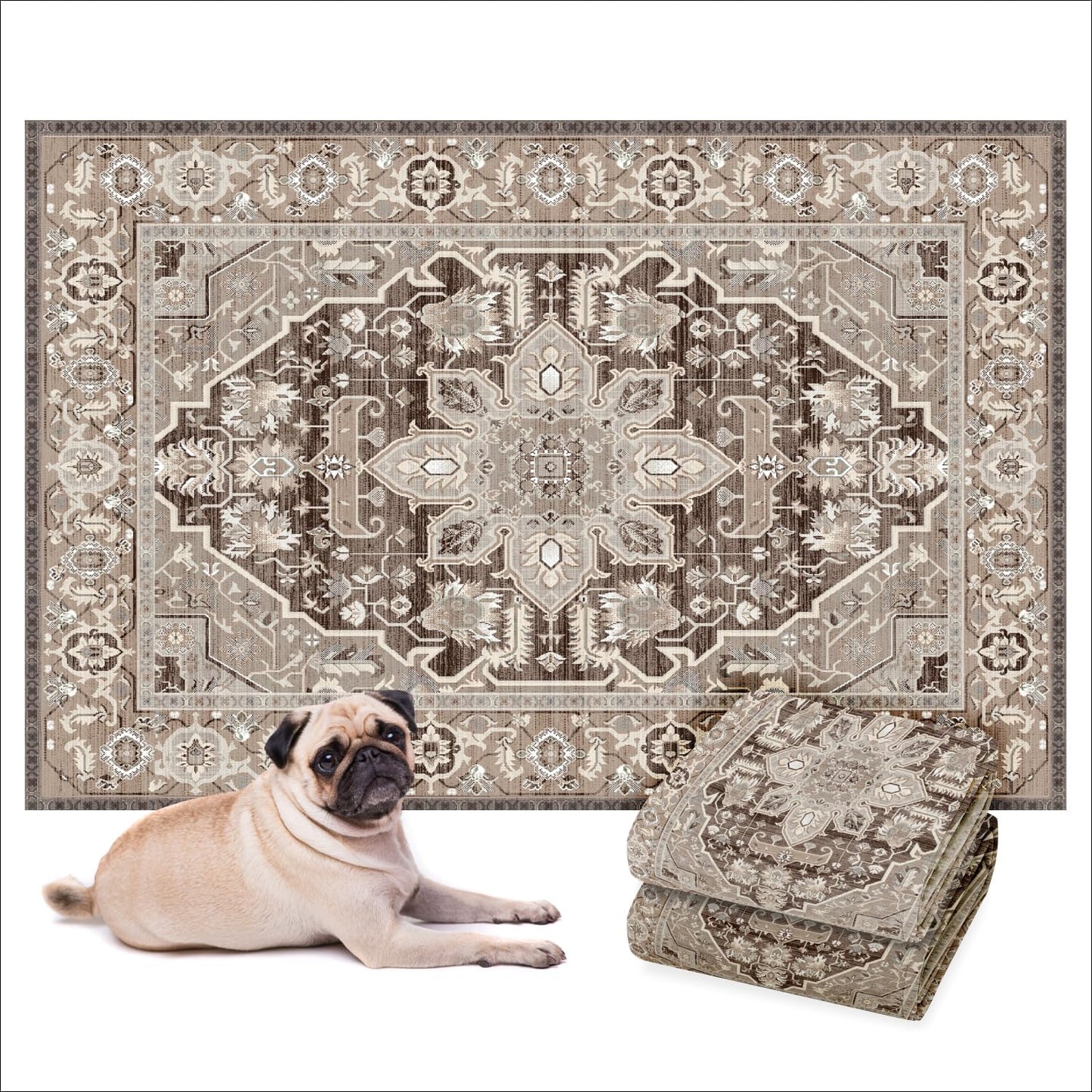 LOVEWAG Washable Dog Pee Pads, 36" x 48", Waterproof, Non-Slip, Super Absorbent, Reusable Machine-Washable, 2-Pack (Caramel Creme)