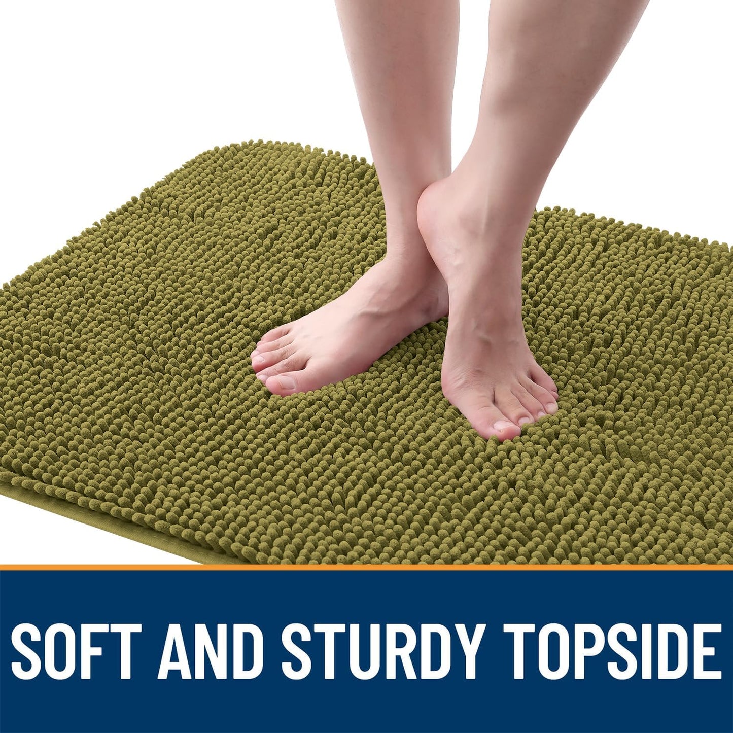 OLANLY Dog Door Mat for Muddy Paws 44x24, Absorbs Moisture and Dirt, Absorbent Non-Slip Washable Doormat, Quick Dry Chenille Mud Mat, Entry Indoor Entryway Carpet for Inside Floor, Willow Green