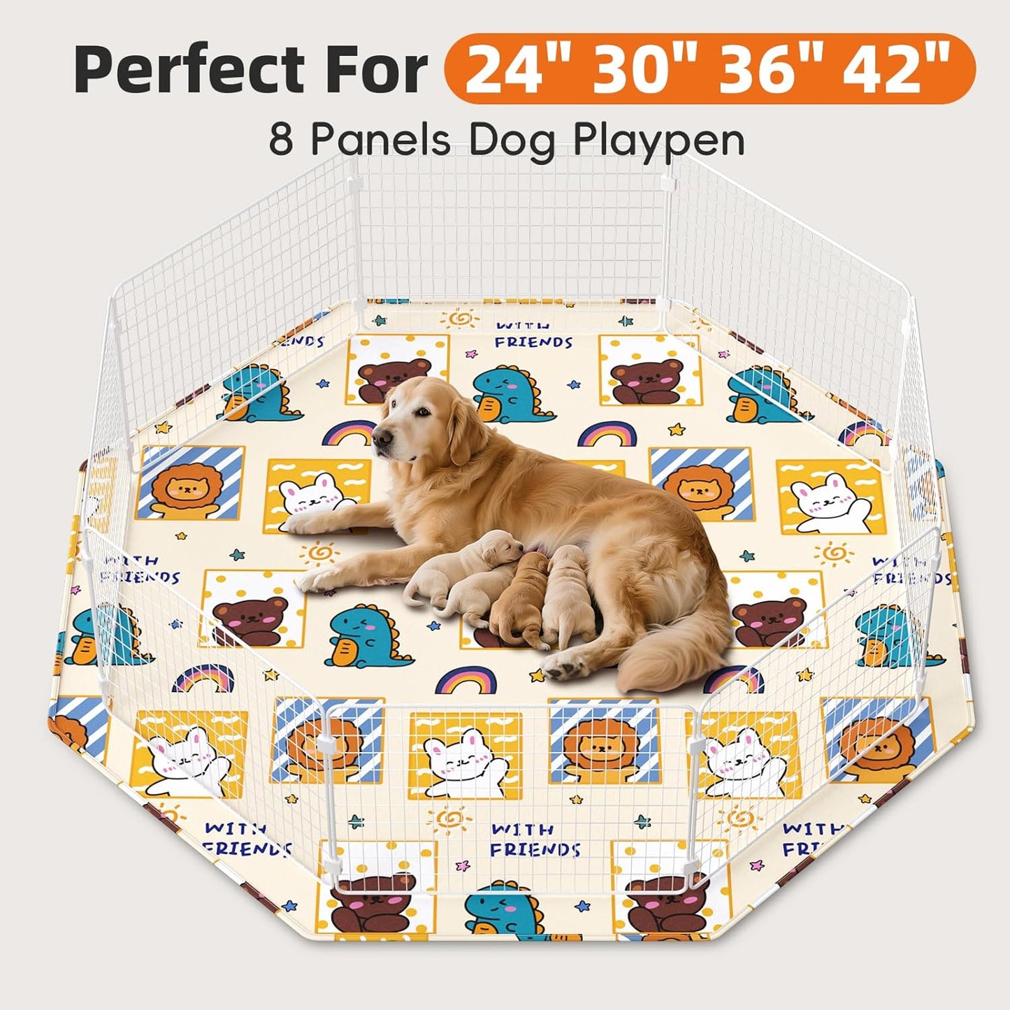 PJYuCien Washable Pee Pads for Dogs 2 Pack, 89" x 33" Octagonal Reusable Pee Pads for Dogs, Leak-Proof Pet Training Pads, Puppy Pads for Non-Slip, Designed for 24/30/36/42'' Width 8 Panels Pen