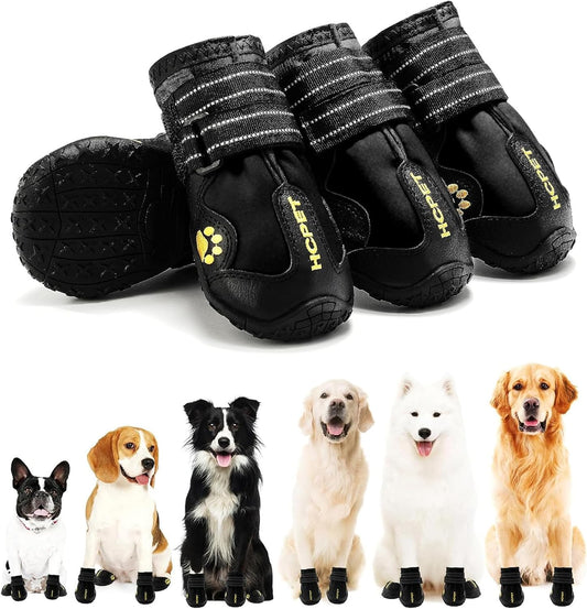 Hcpet Dog Shoes, Dog Boots for Small Dogs, Waterproof Medium Dog Booties Paw Protector for Summer Hot Pavement, Winter Snowy Day, Outdoor Walking, Indoor Hardfloors Anti Slip Sole Black Size 2