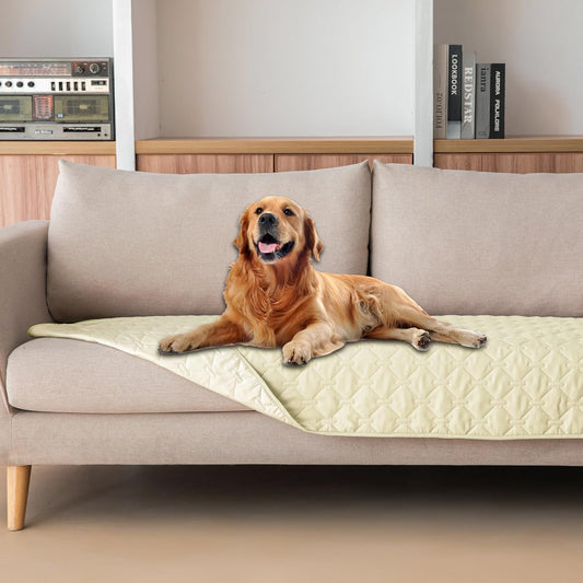 gogobunny 100% Double-Sided Waterproof Dog Bed Cover Pet Blanket Sofa Couch Furniture Protector for Puppy Large Dog Cat, Reversible (30x80 Inch (Pack of 1), Dark Cream/Light Cream)