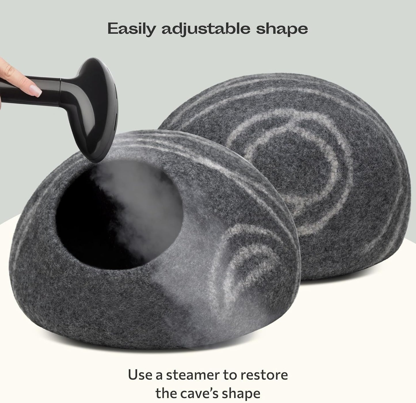 MEOWFIA Cat Cave – Premium Felt Cat Bed for Indoor Cats, Handmade 100% Merino Wool (Medium, Dark Grey)