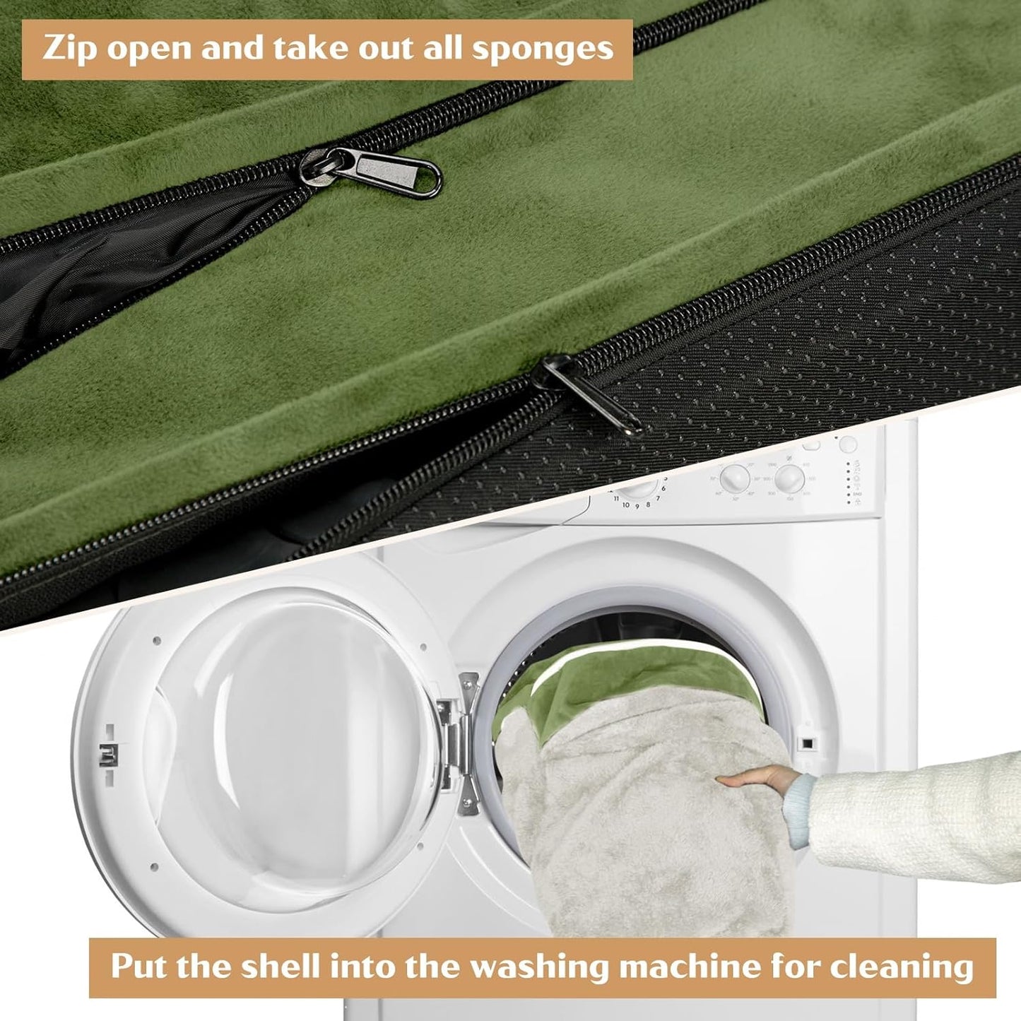 Comfort Expression Large Dog Beds Waterproof Orthopedic Foam Dog Sofa Beds Comfy Pet Bed with Washable Removable Cover & Non-Slip Bottom(Large,Light Green)