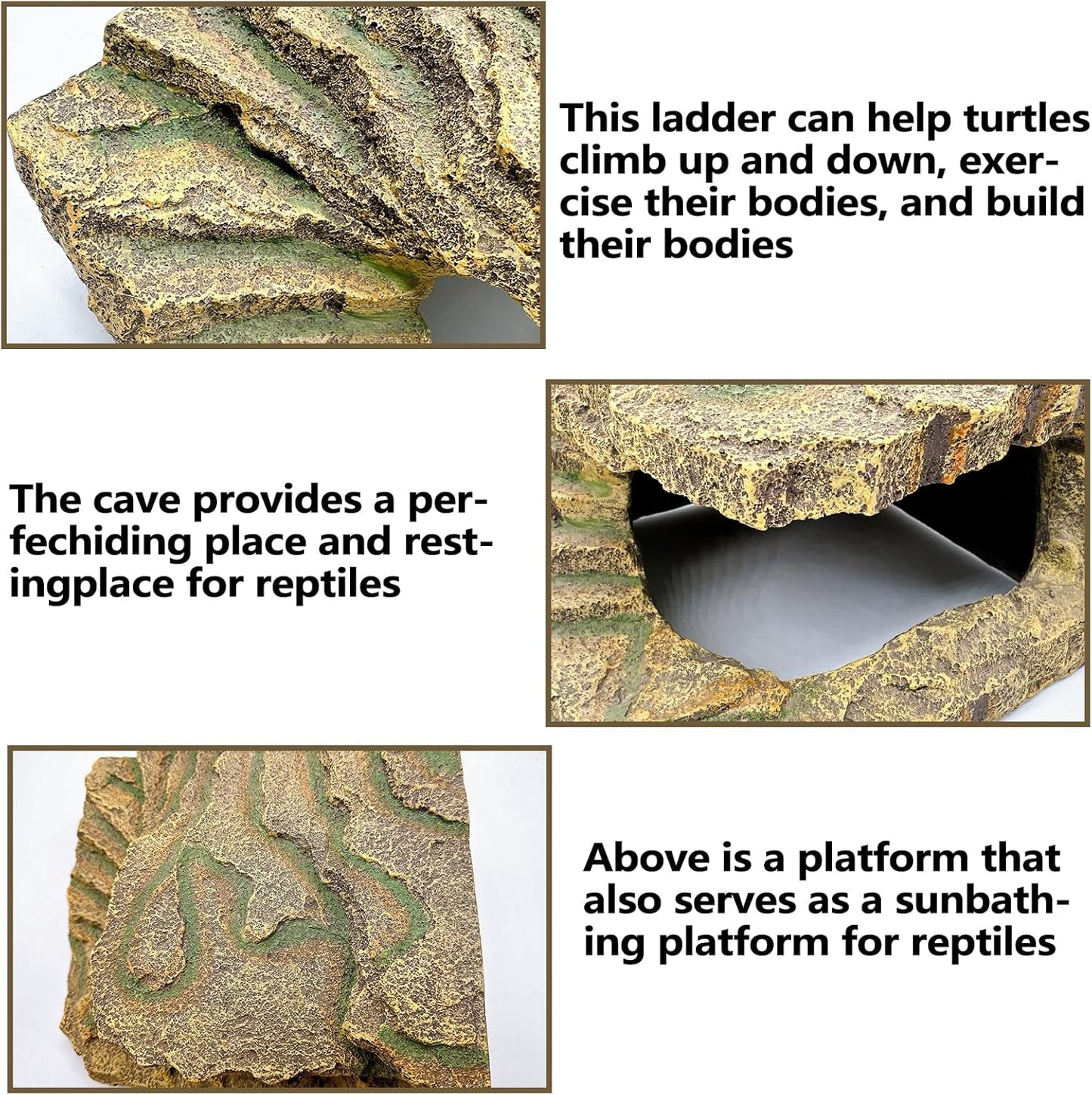 kathson Turtles Basking Platform,Large Tortoise Resting Terrace Climbing Ramp,Reptile Hiding Cave Hideouts,Resin Dock Tank Decorations for Aquatic Turtles Newts Salamanders Lizard Frogs