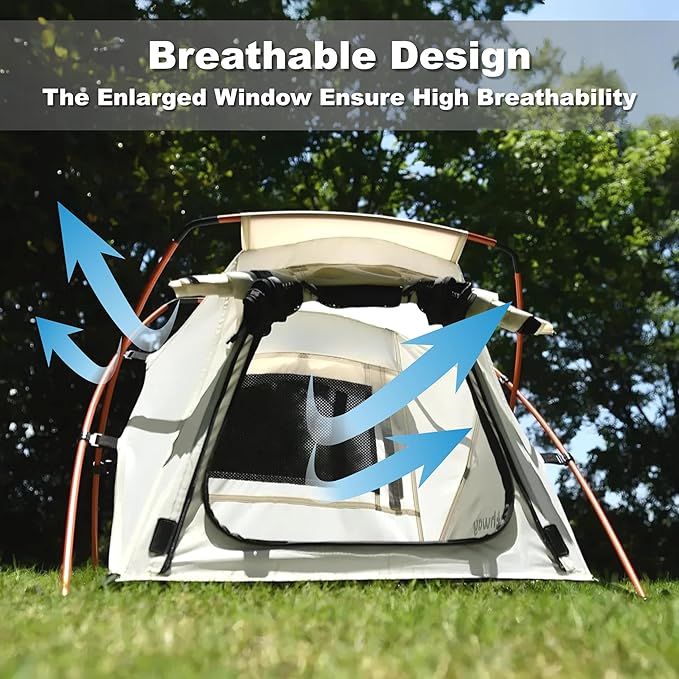 Dog Tent Cat Tent with Aluminum Poles and Camping Mat, Outdoor Waterproof Pet Tent with Zippered Mesh Door, Dog House, Cat House, Pet Playpen, Portable and Collapsible (White, Small)