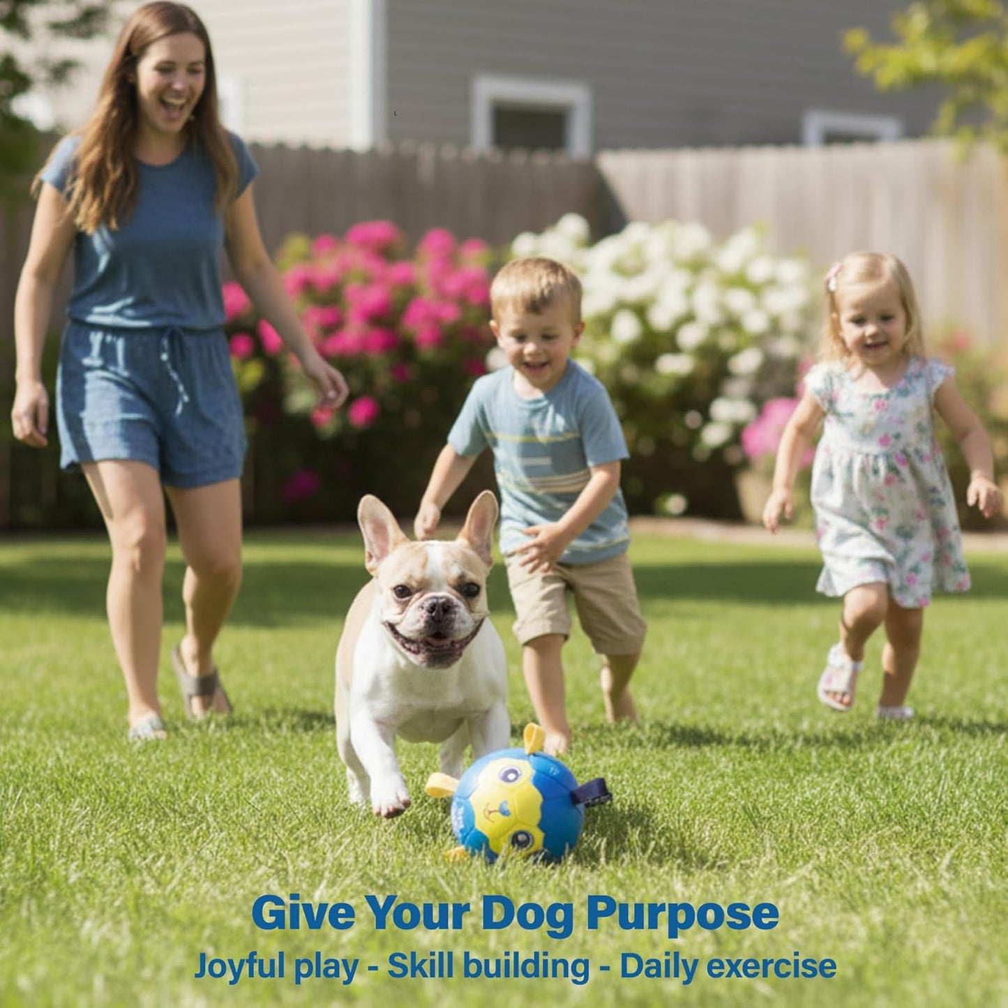 Race&Herd 7" Jolly Soccer Ball for Dogs - Tough Durable Dog Ball Toy with Straps, Pet Bouncy Herding Balls for Dogs, Floating Dog Balls with Tags for Water Fetch (BaaBaaBall, Soccer Sheep)