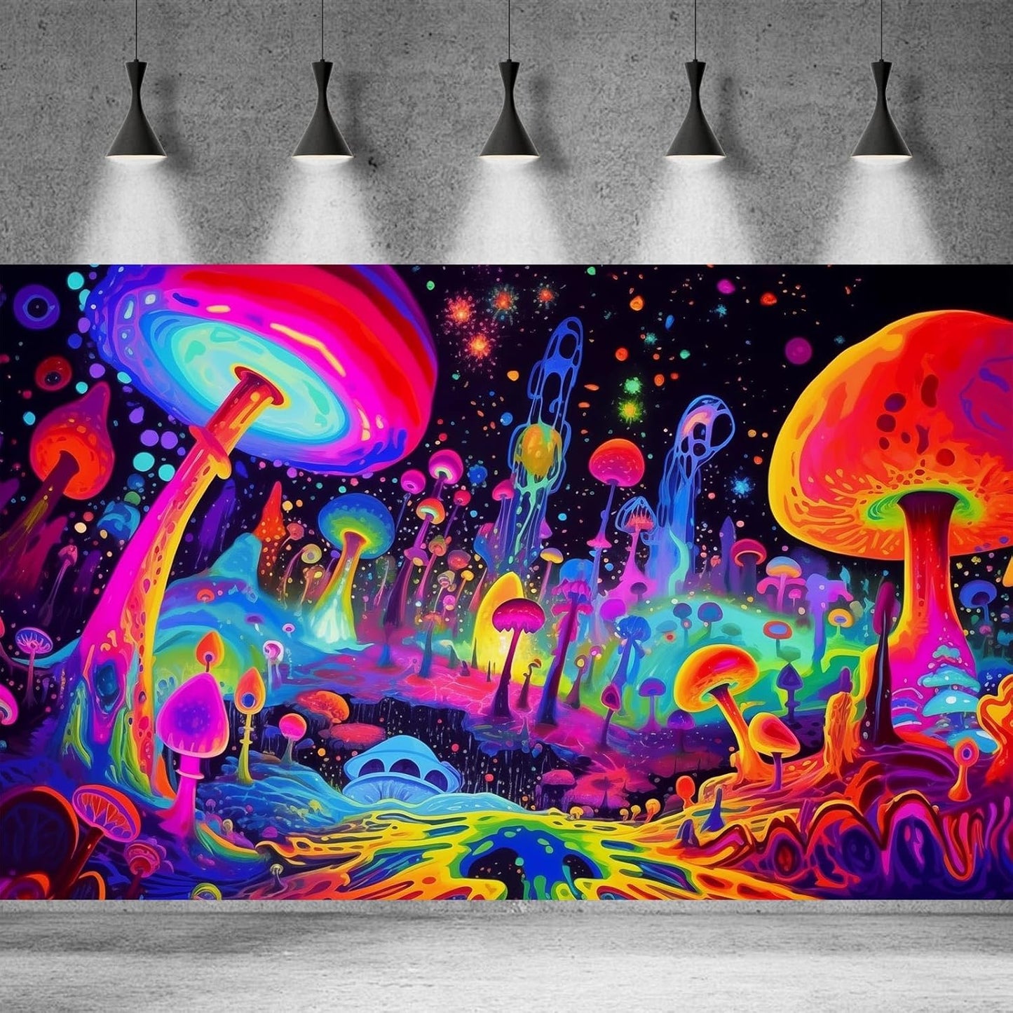 Fantasy Mushrooms Aquarium Background Abstract Mysterious Mushroom Landscape Terrarium Background Amazing Rainbow Mushrooms Theme Fish Tank Backdrop Poster Wallpaper Decorations Vinyl 60x24in