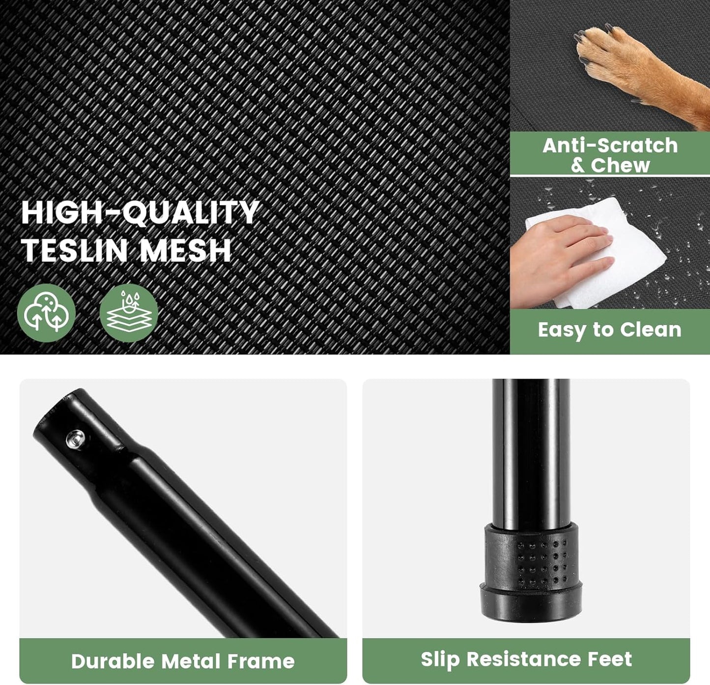 Elevated Dog Bed for Outdoor, Large Raised Dog Cot with Washable Mesh, Cooling Pet Cot Chew Proof for Outside Camping, 42"x30" Brown